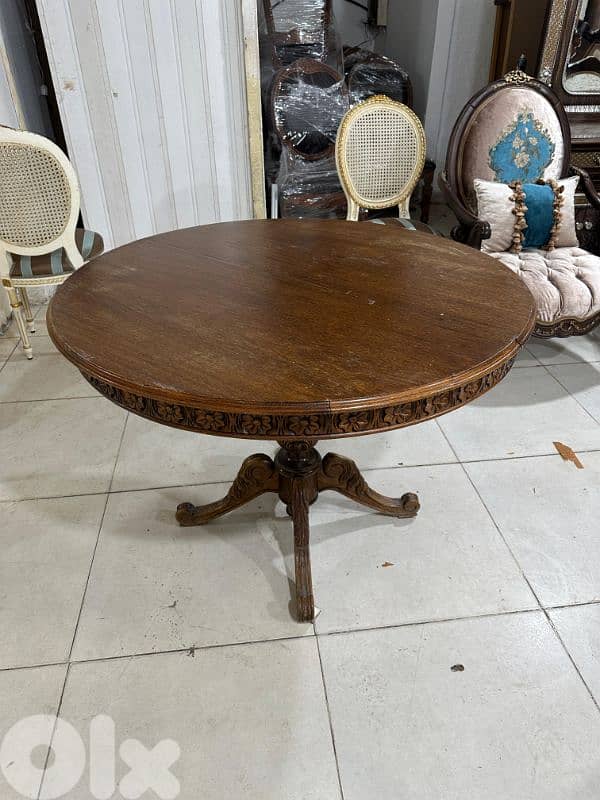 طاولة سفرة مبرومة خشب زان انتيك بتتكبر وبتتصغر 3