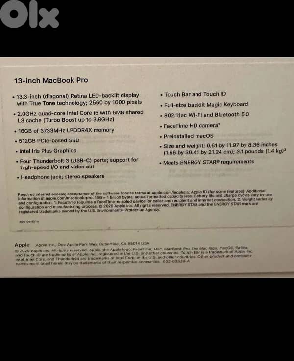 MacBook Pro 2020 top 1