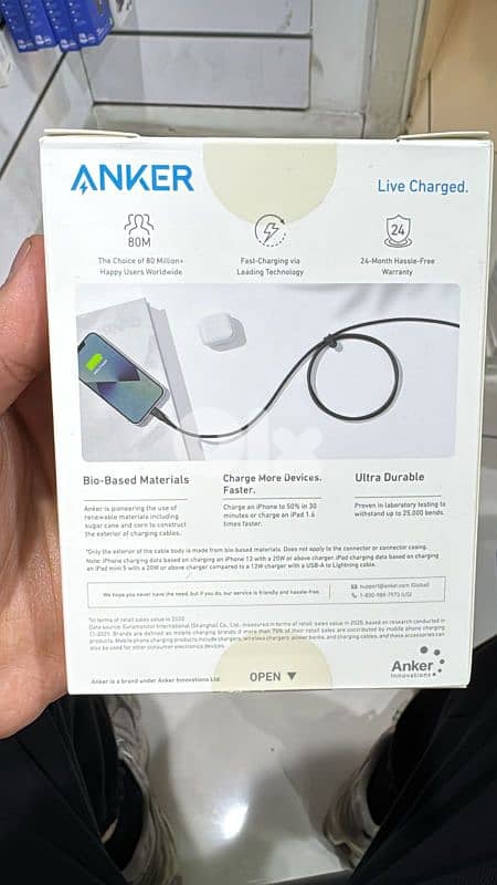 Anker 542 usb-c to lightning 6ft black 1