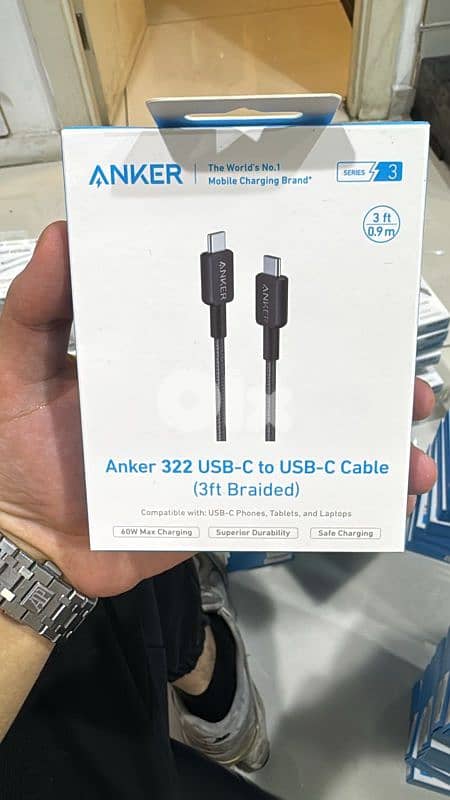 Anker 322 usb-c to usb-c cable 3ft black (braided) 0