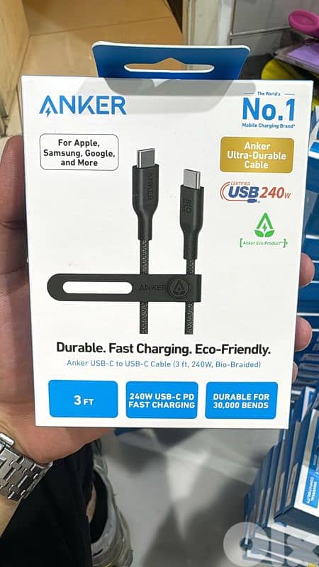 Anker 544 Neylon usb-c to usb-c cable 3ft 240w black 0