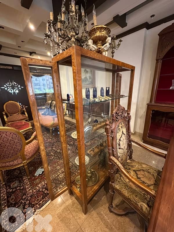 Czech Biedermeier Display Cabinet in Walnut and Spruce, 1830s 4