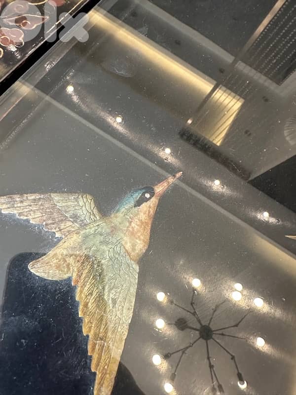 Oriental Coffee Table Lacquered in Black  with Stone 8