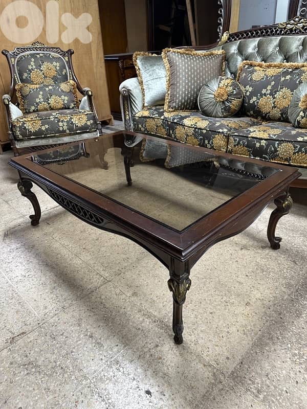 طقم صالون خشب زان حفر يد 0