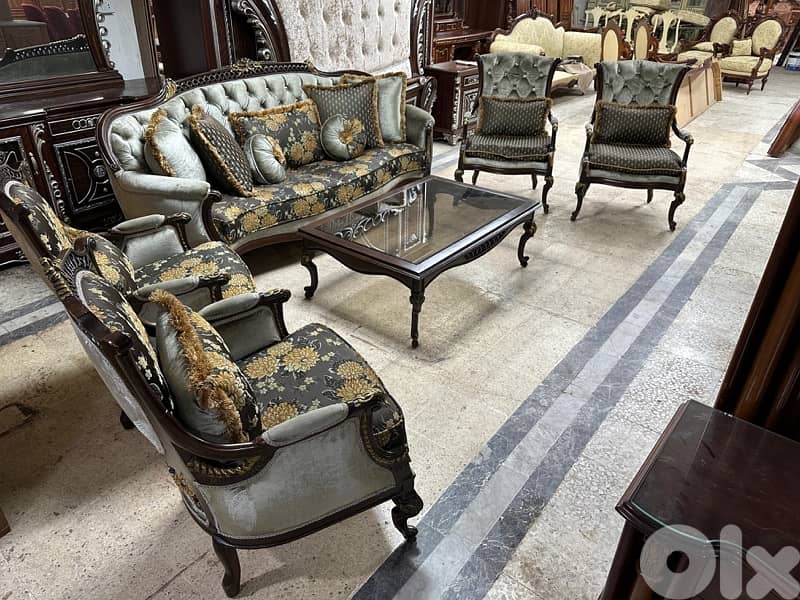 طقم صالون خشب زان حفر يد 1