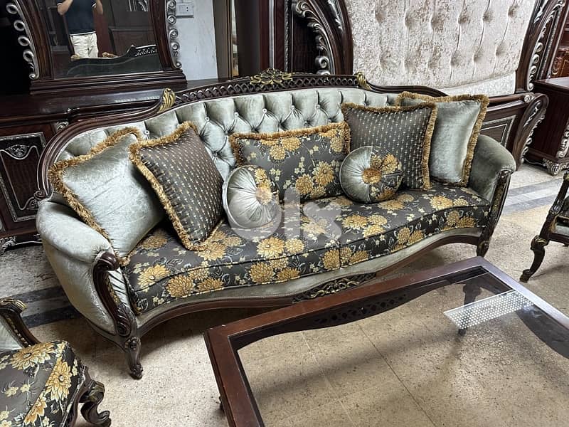 طقم صالون خشب زان حفر يد 4