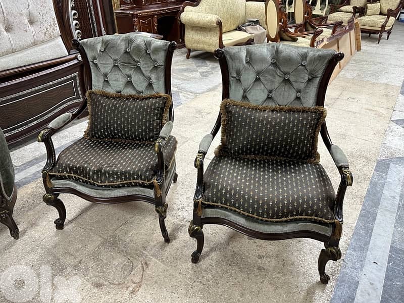 طقم صالون خشب زان حفر يد 7