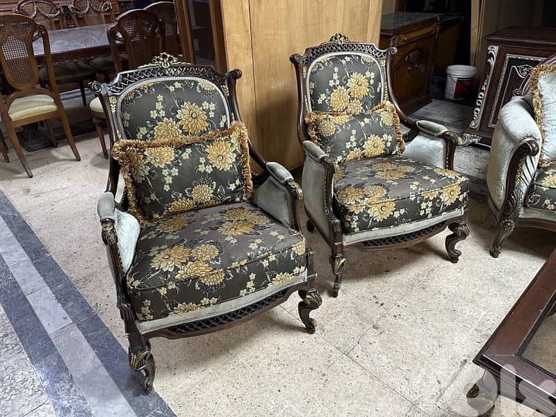 طقم صالون خشب زان حفر يد 8