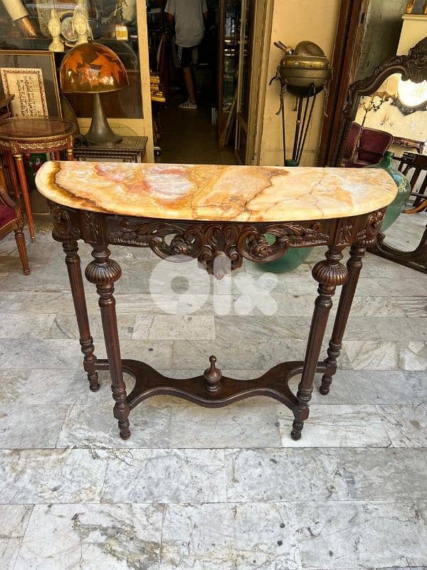 French console antique كونسول فرنسي مع مراي خشب جوز ناعم روعة سعر لقطة 1