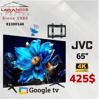Led JVC ORIGINAL 65” google tv مع ستاند هدية
