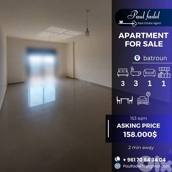 apartment for sale in batroun ( 2 min away ) for sale 0