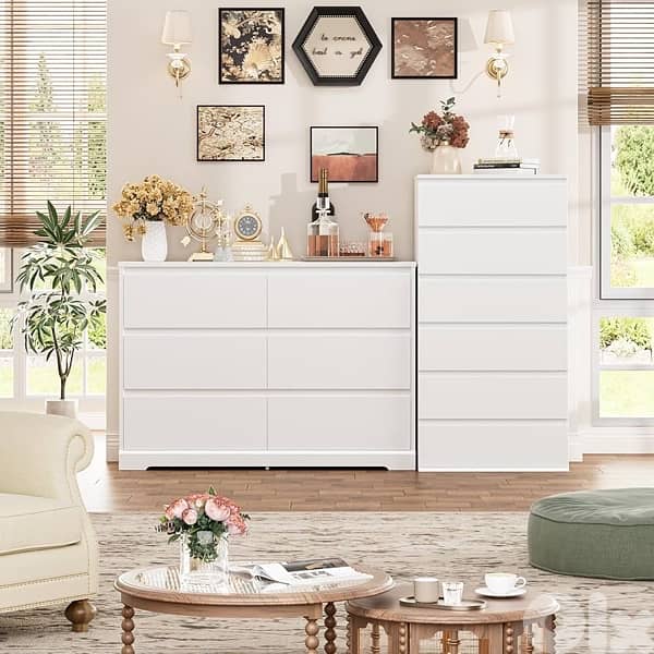 FOTOSOK White Dresser, 47.2 Inch Tall White Dresser 1