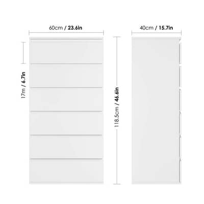 Homfa 6 Drawer White Dresser, Modern Storage Cabinet