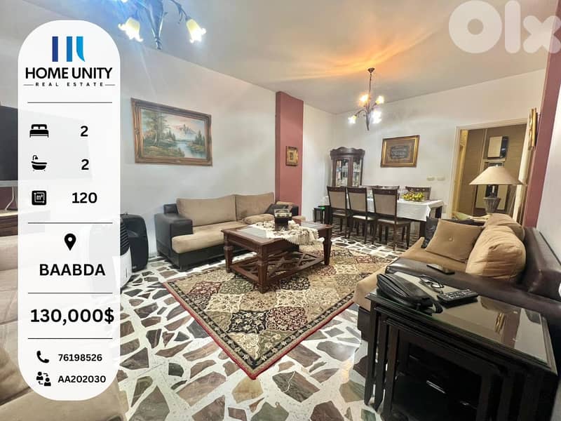 120sqm apartment for sale located in a prime location in Baabda! 0