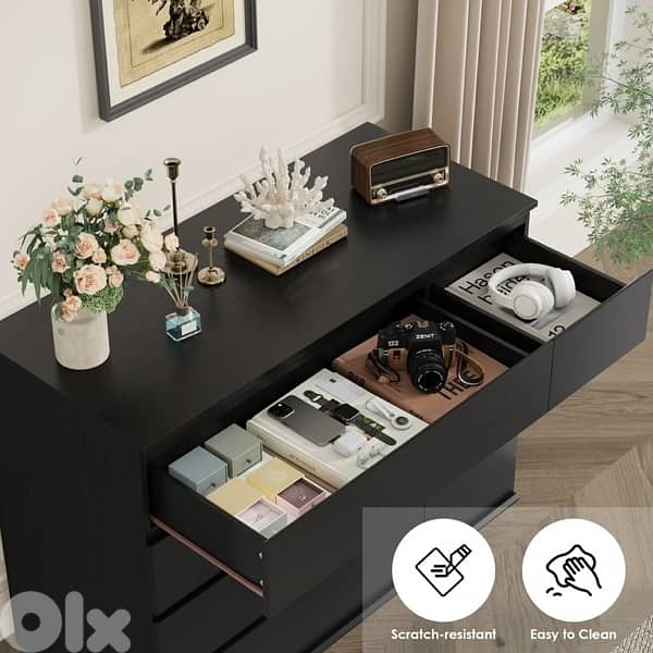 Homfa 5 Drawer Dresser with Door, Modern 4