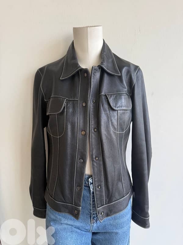 Black genuine leather jacket 0