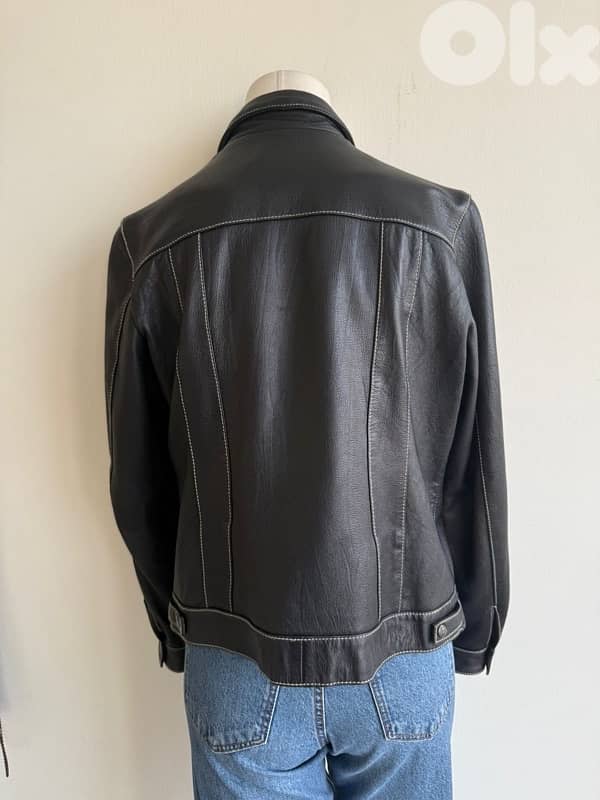 Black genuine leather jacket 1