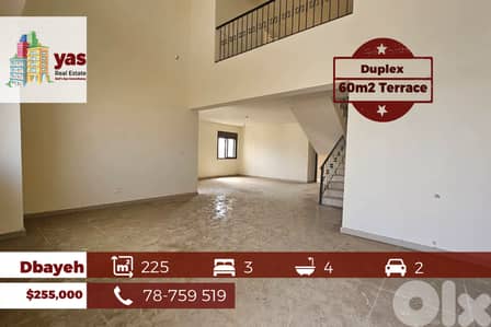 Dbayeh 225m2 | 60m2 Terrace | Duplex | Prime Location | PA