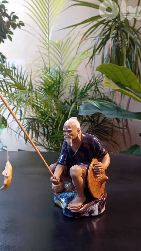 Authentic Chinese Shiwan Pottery Fisherman Figurine 0