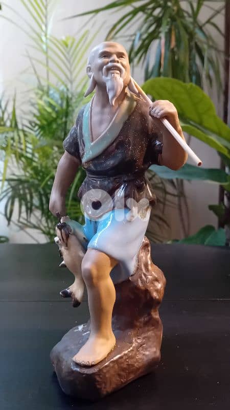 Vintage Chinese Shiwan Mudman Fisherman Figurine 1