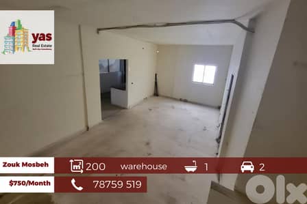 Zouk Mosbeh 200m2 | warehouse | Prime Area | rent | EL |