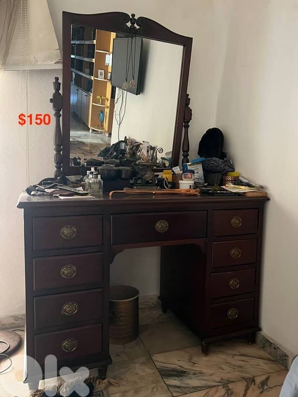 Vintage Wooden Dressing Table with Mirror 0
