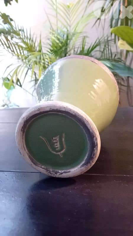 ​Tall Vintage Celadon Green Chinese Ceramic Vase w/ Carved Band 1