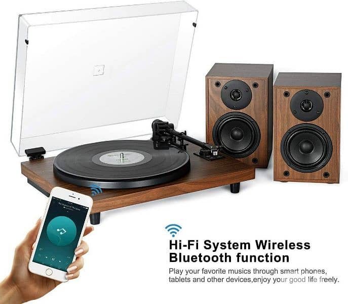 DIGITNOW! Wooden Bluetooth Record Player 1