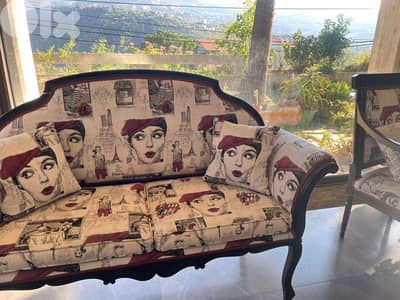 living room sofa and two chairs like new hand made