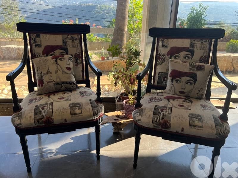 living room sofa and two chairs like new hand made 1