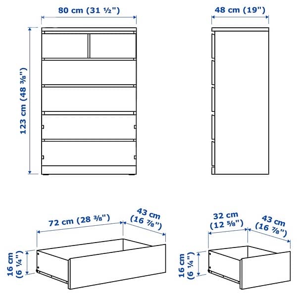 MALM 6-drawer dresser, white, 80x123 cm IKEA 1