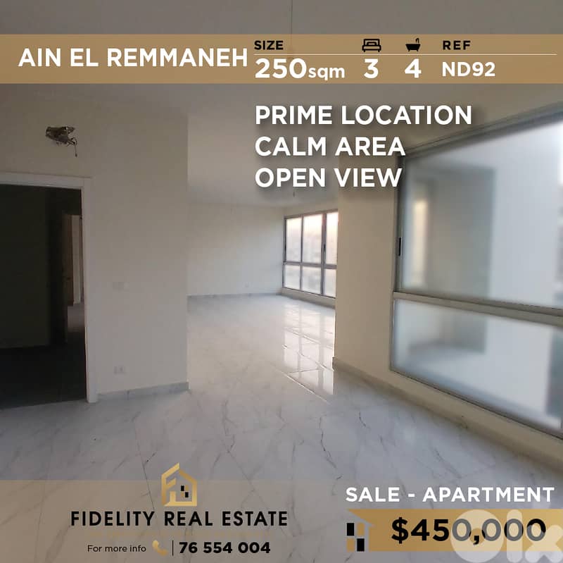 Apartment for sale in Ain El Remmaneh ND92 شقة للبيع في عين الرمانة 0