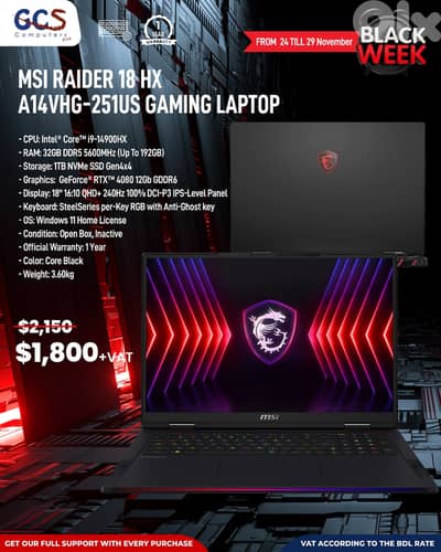 MSI Raider 18 HX A14VHG-251US Gaming Laptop