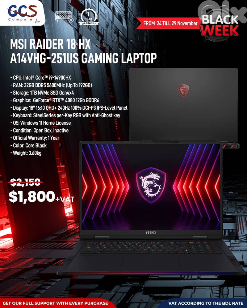 MSI Raider 18 HX A14VHG-251US Gaming Laptop 0