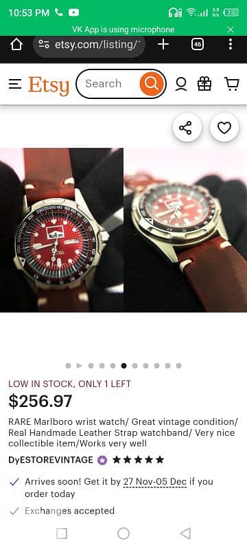 rare vintage Marlboro wrist watch/ Great vintage 1980’s condition/ 5