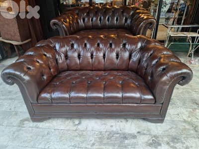 chesterfield sofa two seats vintage original England