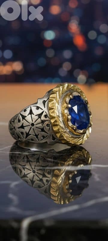 Silver Ring Sapphire | خاتم فضة زفير