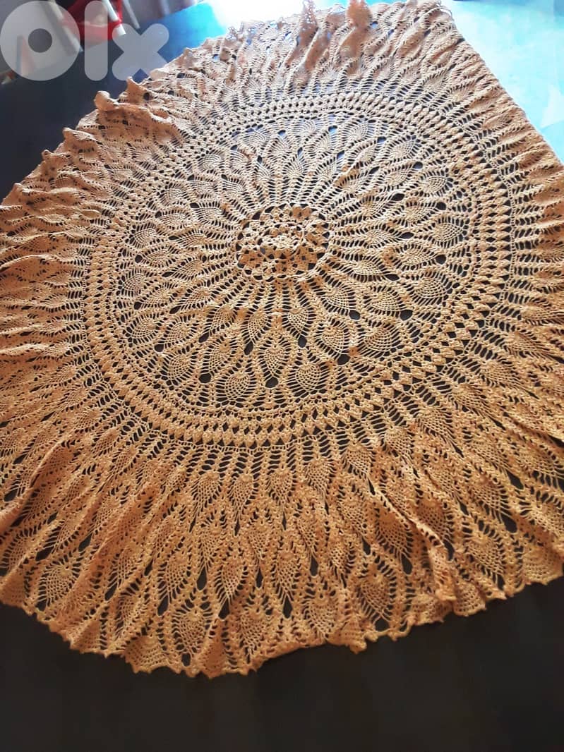 Crochet tablecloth for round table handmade 0