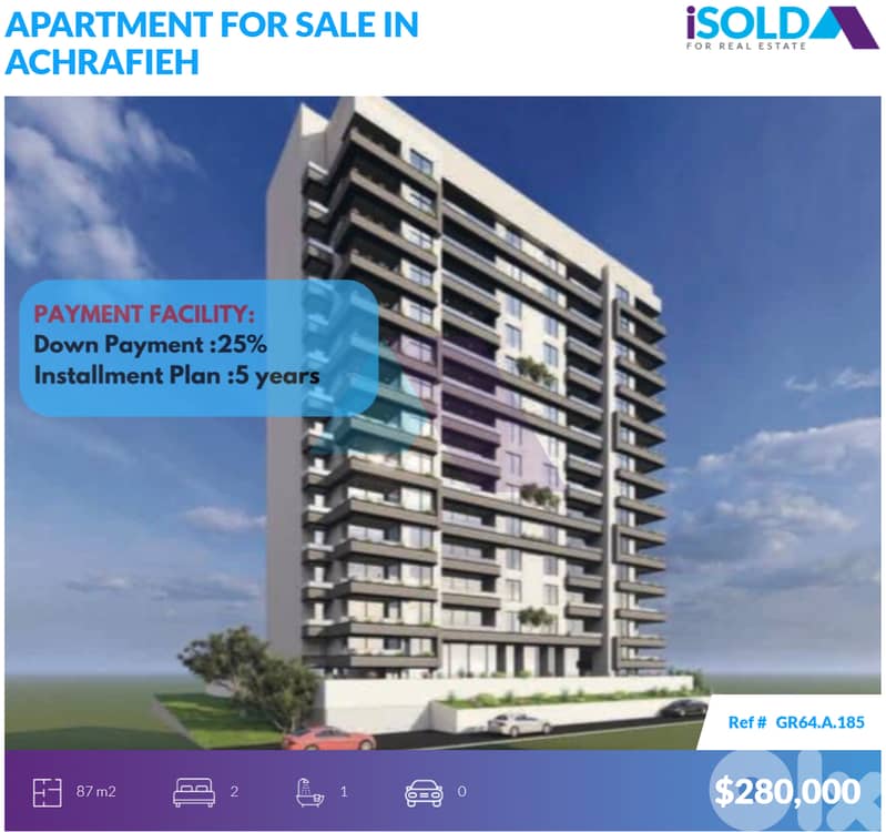87m2 Under construction+Payment facilities 4sale in Achrafieh-الأشرفية 0