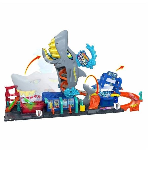 hot wheels shatk ultimate car wash garage play set 2