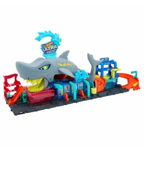 hot wheels shatk ultimate car wash garage play set 3
