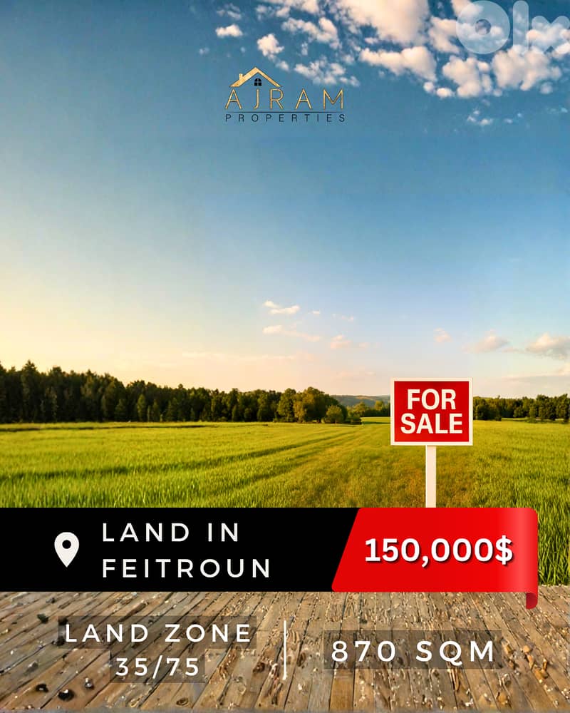 Land In Feitroun | 870 sqm | Panoramic View 0