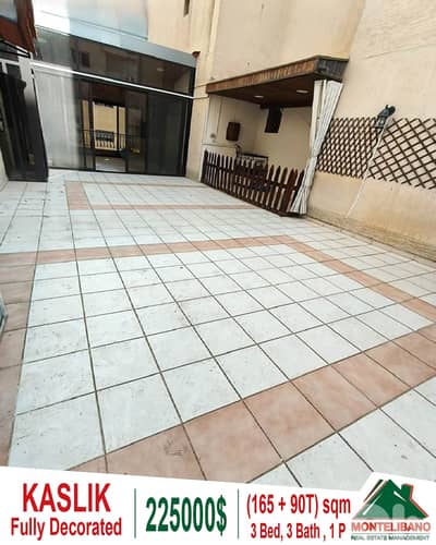 Fully Decorated 165sqm Apartment For Sale in Kaslik with 90sqm Terrace