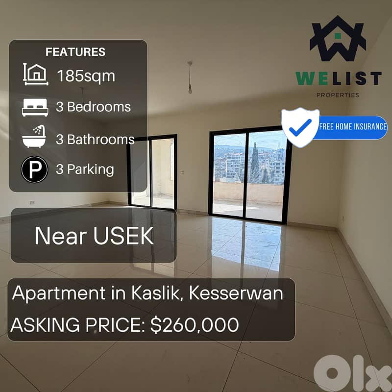 Apartment for sale in Kaslik شقة للبيع في كسليك 0