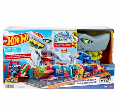 Hot Wheels City Ultra Shark Car Wash garage