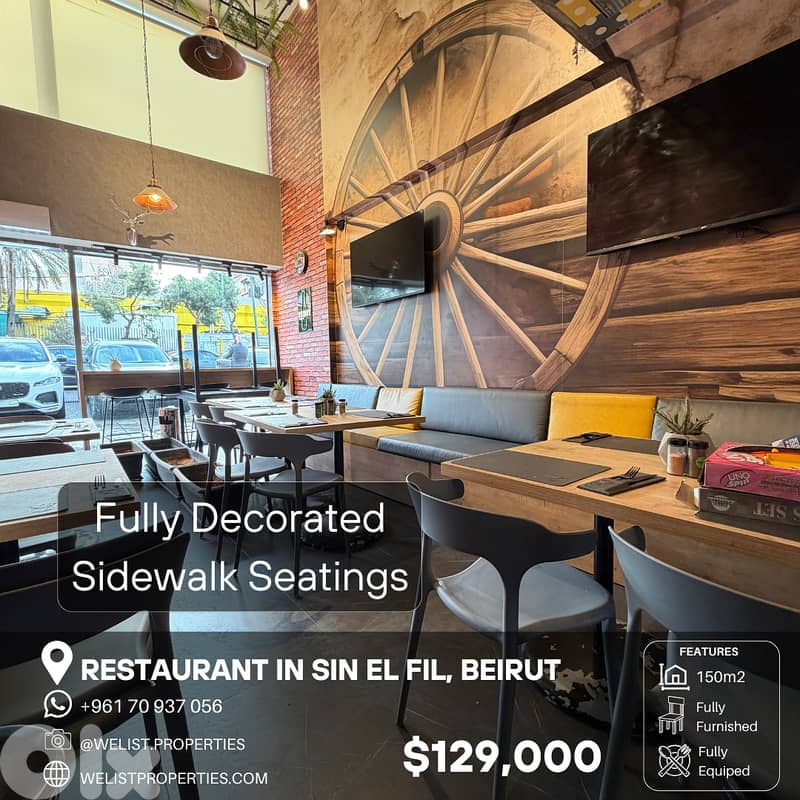 Restaurant for sale in Sin El Fil مطعم  للبيع في سن الفيل 0