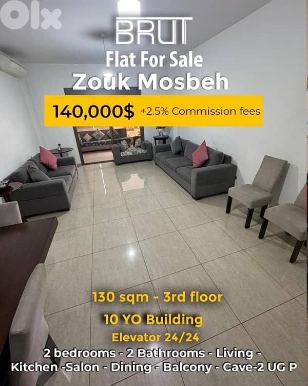 130 sqm Apartment for salenin Zouk Mosbeh!10 YO 0