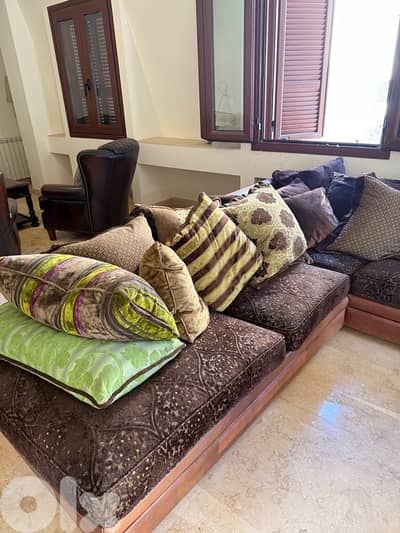 huge brown confortable sofa