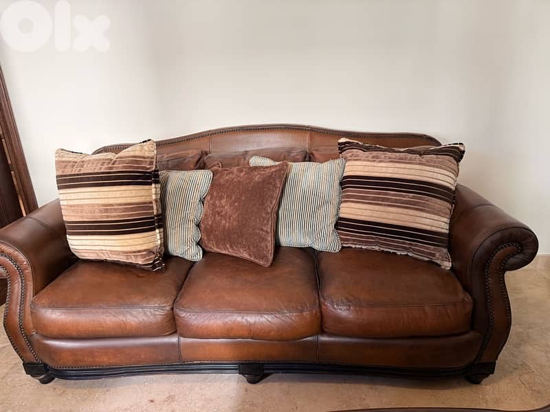 set of two sofas in brown 1
