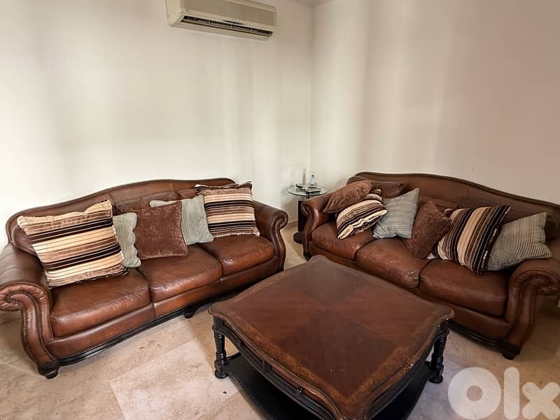 set of two sofas in brown 6